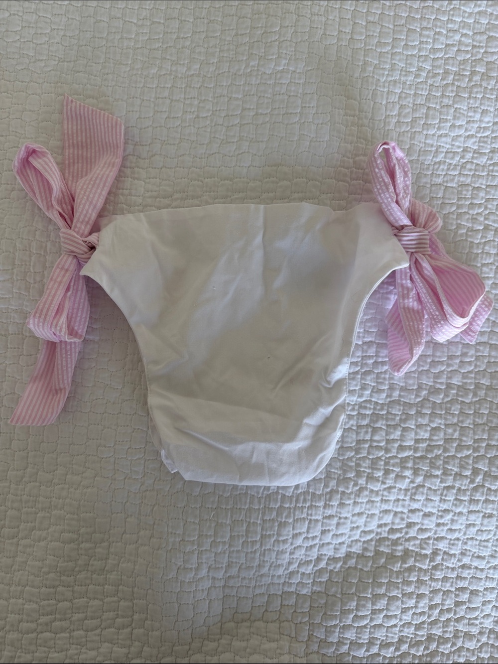 The Beaufort Bonnet company baby Pink seersucker Tie-Side diaper cover
